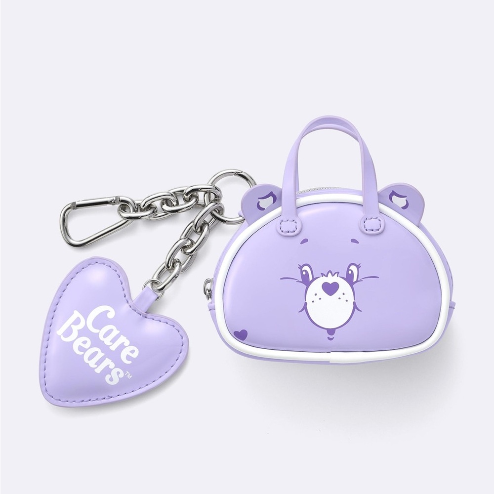 Care Bears Purple and White Bag Set with Heart Charm- coin purse